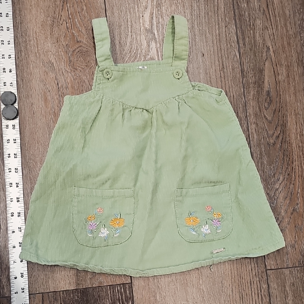 Green, Corduroy, Summer, Spring, Overall, Embroidered, Baby, Dress, Casual, Girl